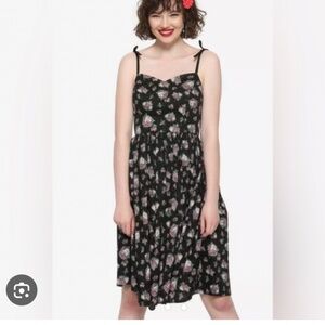 Hell Bunny Francesca Black Cabbage Rose Full Circle Skirt 50s S/M